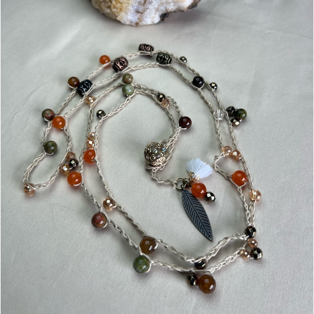 Crochet beaded necklace Boho necklace Bohemian style necklace